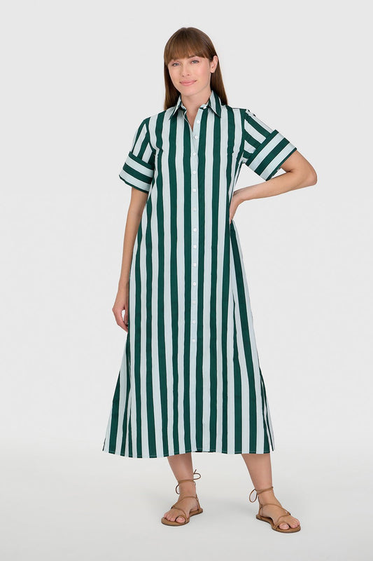 Livro Gibbons Dress in Dunlin Stripes - The South Apparel