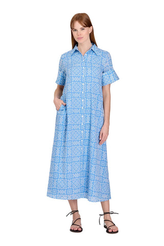 livro shirt dress Livro Classic Shirt Dress Blue Blossoms