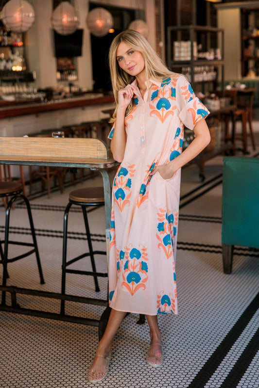 Livro Gibbons Dress in Pink Sands - The South Apparel