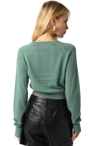 Luz Cropped Knit Top in Basil - The South Apparel