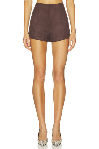 Marais Faux Suede Shorts, Brown - The South Apparel