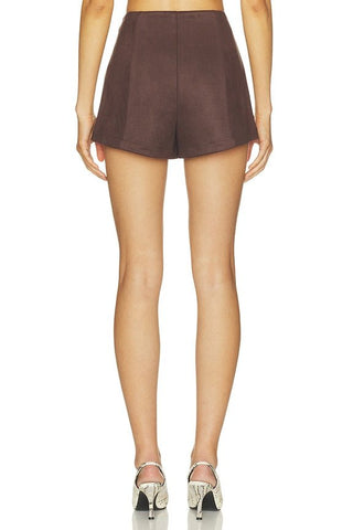 Marais Faux Suede Shorts, Brown - The South Apparel