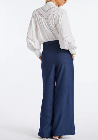 Marbella Tencel Wide Leg Pant in Indigo - The South Apparel