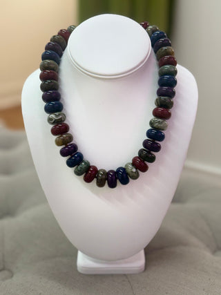 Marble Rondelle Beaded Necklace in Dark Multi - The South Apparel