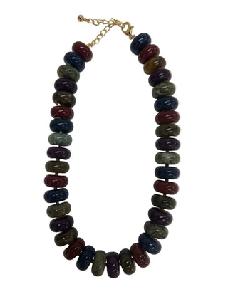 Marble Rondelle Beaded Necklace in Dark Multi - The South Apparel