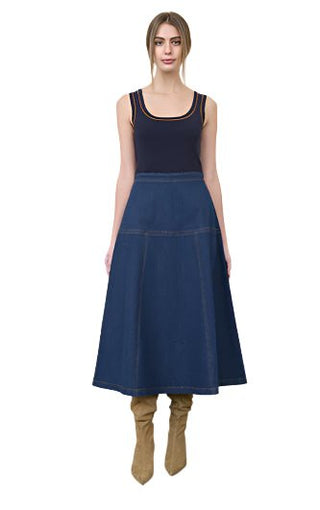 Mixed Media Denim Midi Dress - The South Apparel