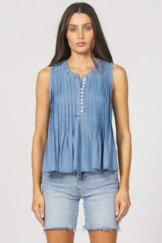 Myron Top in Bleached Denim - The South Apparel