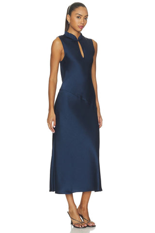 North Satin Midi Dress, Navy - The South Apparel