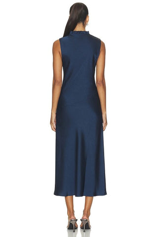 North Satin Midi Dress, Navy - The South Apparel