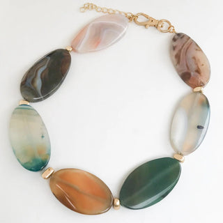 Oval Agate Necklace, Green Agate - The South Apparel