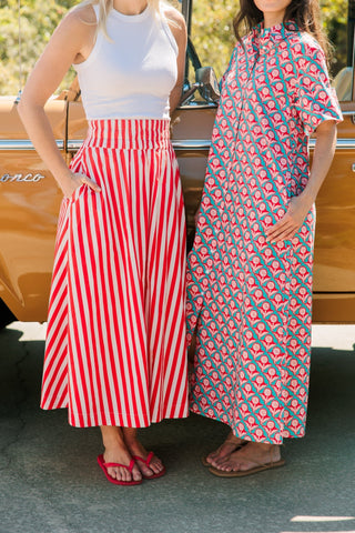 Pavilion Skirt in Red Stripes - The South Apparel