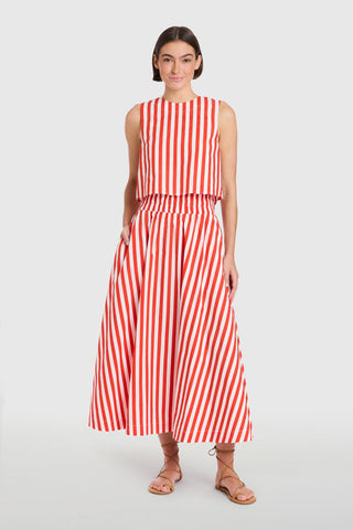 Pavilion Skirt in Red Stripes - The South Apparel
