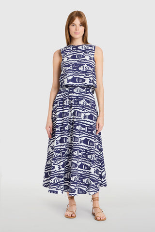 Pavillion Skirt in Fish Print - The South Apparel