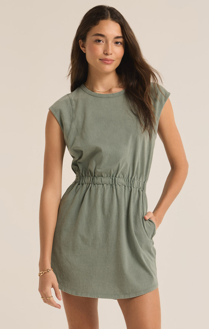 Paxton Jersey Dress in Palm Green