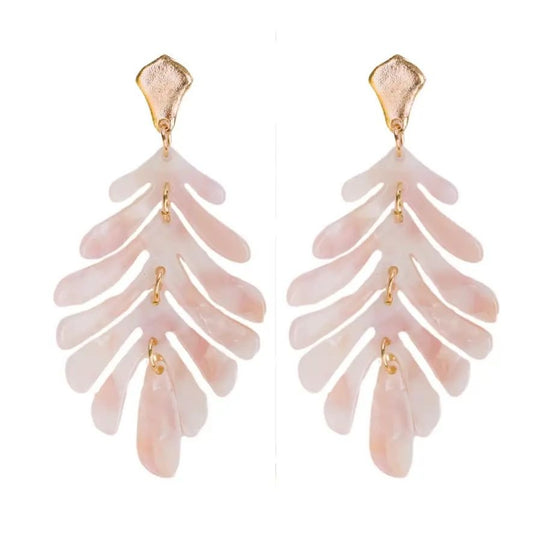 Pink Petite Palm Statement Drop Earrings - The South Apparel