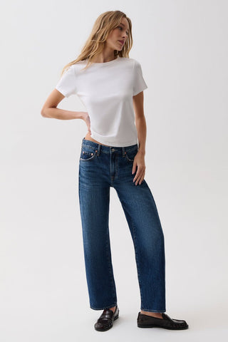 Pistola Lexi Mid Rise Bowed Straight Jeans, MoonWave - The South Apparel