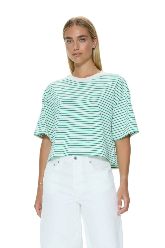 Pistola Mae Cropped Tee in Vert Stripe - The South Apparel