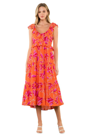 Ruffle Tie Back Midi Dress - The South Apparel