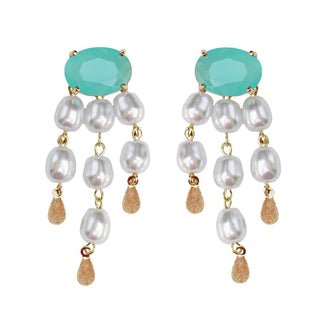 Seaglass and Pearl Tassel Statement Earrings - The South Apparel