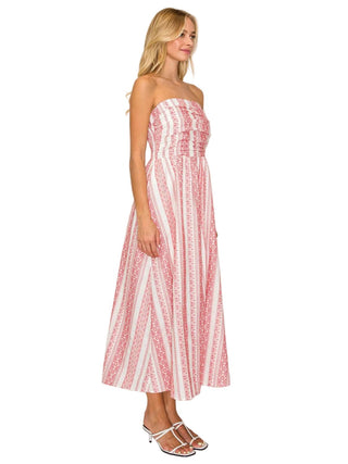 Sedona Striped Geometrical Strapless Midi Dress - The South Apparel