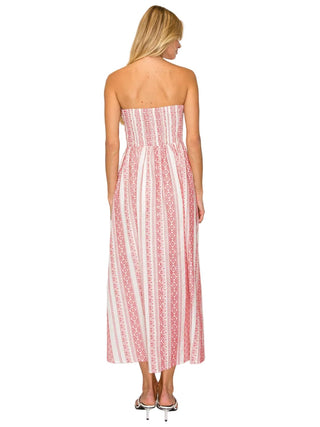 Sedona Striped Geometrical Strapless Midi Dress - The South Apparel