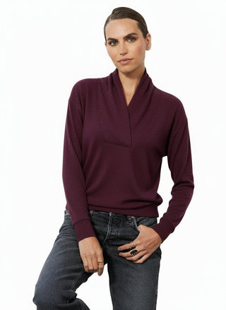 Shawl Collar Sweatshirt in Wine - The South Apparel