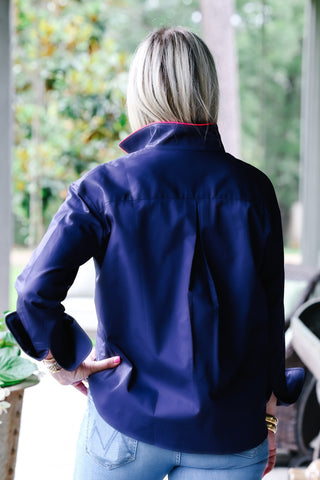 The Piper Long Sleeve Shirt Navy, Pink