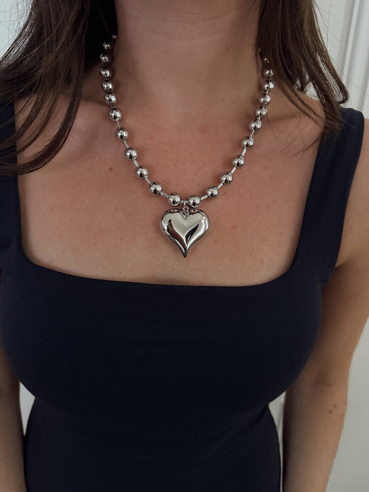 Silver Bubble Heart Necklace - The South Apparel
