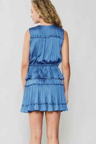 Sleeveless Surplice Tiered Mini Dress w/Ruffle - The South Apparel