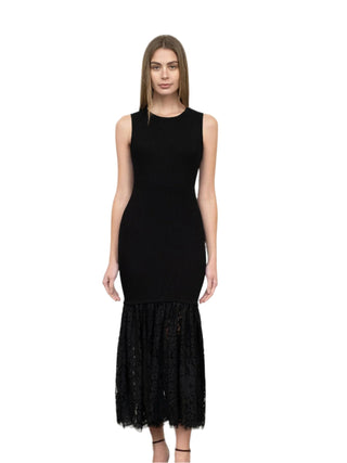 Sleeveless Sweater Lace Hem Dress - The South Apparel