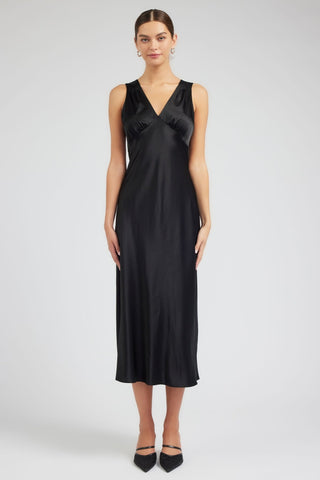 Sleeveless Sweetheart Neck Midi Dress in Black - The South Apparel