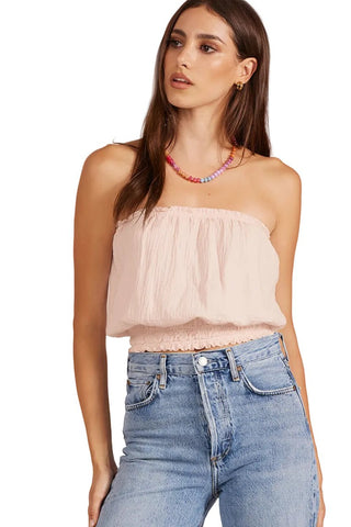 Smocked Tube Top in Angel Wing - The South Apparel