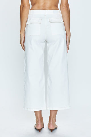Sophia Wide Leg Utility Ankle Pant in Le Blanc - The South Apparel