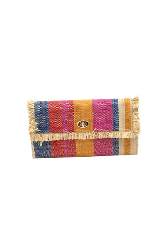 Sophie Straw Envelope Clutch with Raw Fringe Trim Edge - The South Apparel