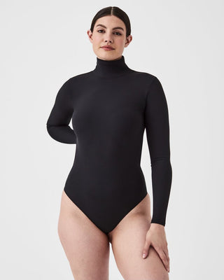 Spanx Suit Yourself Long Sleeve Ribbed Bodysuit in Black - The South Apparel