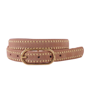 Suede Stud Lined Belt, Taupe - The South Apparel