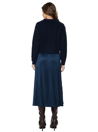 Sweater Combo Dress, Navy - The South Apparel
