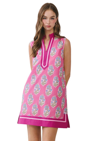 The Garden Party Notched - Neck Mini Dress - The South Apparel