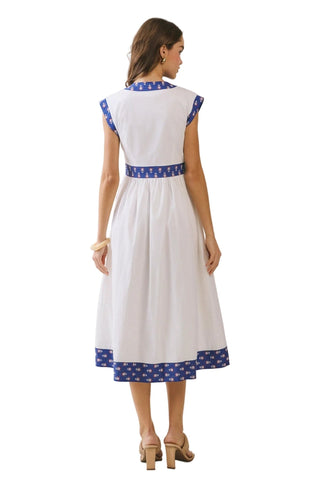 The Indigo Garden Embroidered Midi Dress - The South Apparel