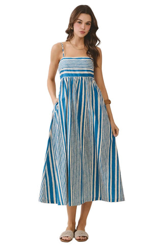 The Seaside Stripe Midi Dress - The South Apparel