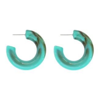 Turquoise Chunky Lucite Statement Hoop Earrings - The South Apparel