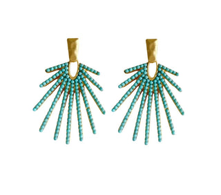 Turquoise Sunburst Statement Drop Earrings - The South Apparel