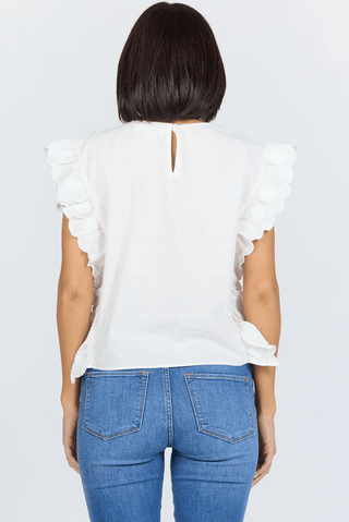 Ulla Ruffled Top in White - The South Apparel