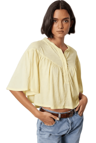 V Neck Henley in Pollen - The South Apparel