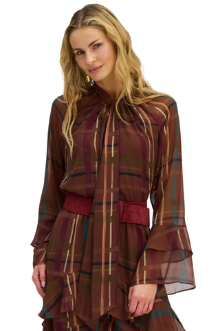 Valentina Blouse, Brown Plaid