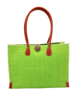 Zafran Large Solid Straw Beach Bag - Midori - The South Apparel