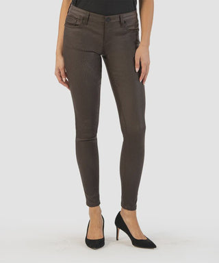 Mia Mid Rise Slim Fit Coated Skinny - Chocolate - The South Apparel