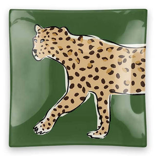 Square Walking Leopard Trinket Tray - Green - The South Apparel
