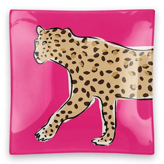 Square Walking Leopard Trinket Tray - Pink - The South Apparel