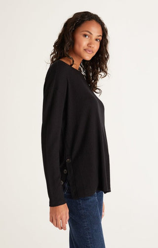 Z Supply Stanton High Slit Top in Black - The South Apparel